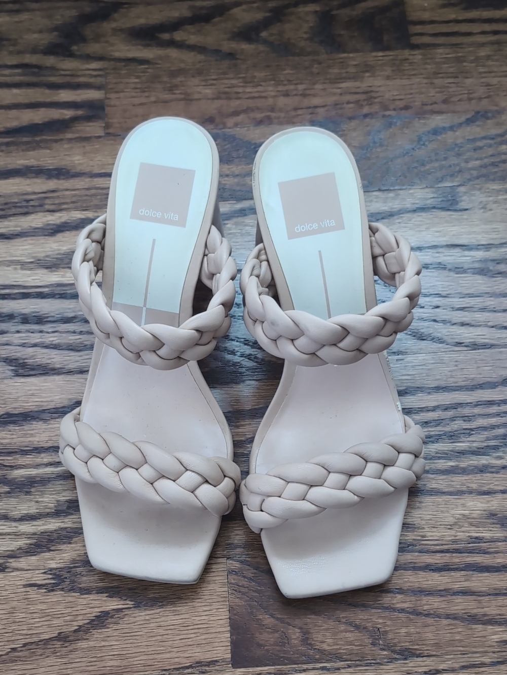 Dolce Vita Braided Double-Strap Slide Sandals in Nude